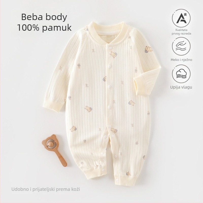 Dječji kombinezon od 100% pamuka, bezšivni jacquard, dugi rukav, unisex, za sve sezone, dječja pidžama za spavanje