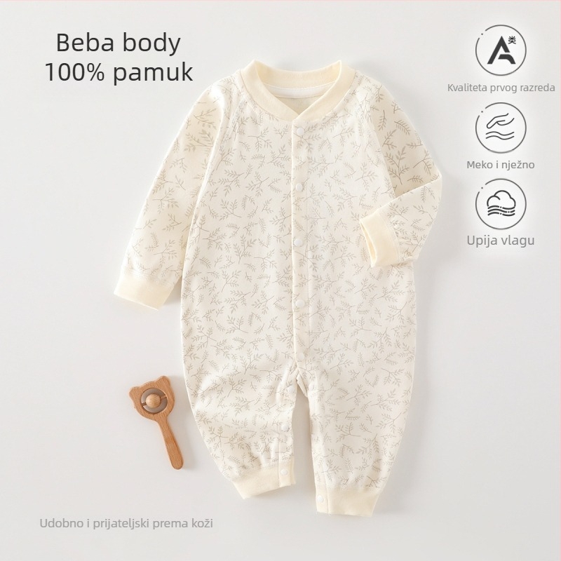 Dječji kombinezon od 100% pamuka, bezšivni jacquard, dugi rukav, unisex, za sve sezone, dječja pidžama za spavanje