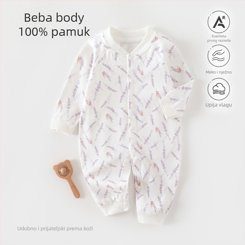 Dječji kombinezon od 100% pamuka, bezšivni jacquard, dugi rukav, unisex, za sve sezone, dječja pidžama za spavanje