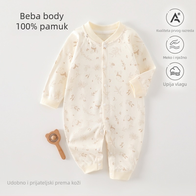 Dječji kombinezon od 100% pamuka, bezšivni jacquard, dugi rukav, unisex, za sve sezone, dječja pidžama za spavanje