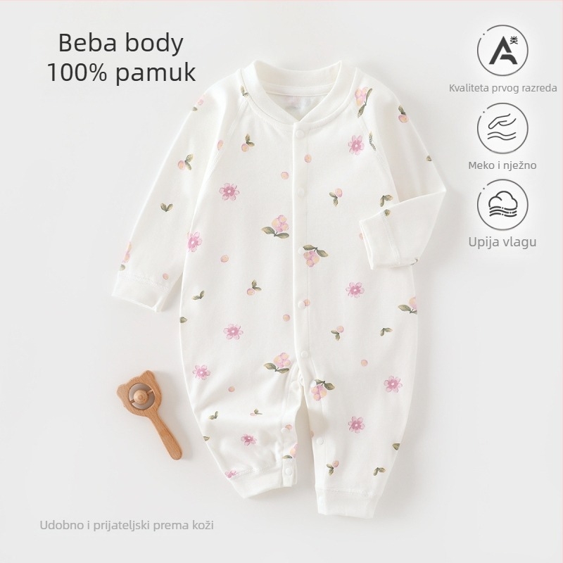 Dječji kombinezon od 100% pamuka, bezšivni jacquard, dugi rukav, unisex, za sve sezone, dječja pidžama za spavanje