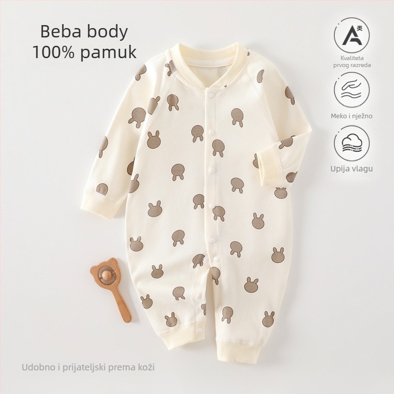 Dječji kombinezon od 100% pamuka, bezšivni jacquard, dugi rukav, unisex, za sve sezone, dječja pidžama za spavanje