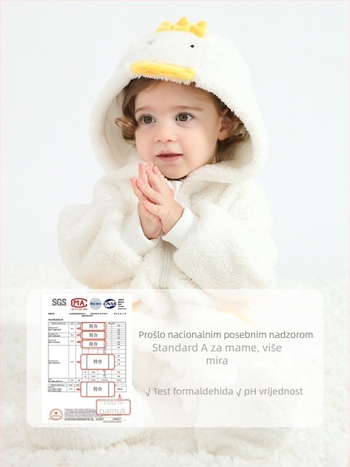 Bejbi kombinezon s Panda motivom, kapuljača od Sherpe, debeli materijal, zatvarač, za djecu 1–3 godine (visina 80–100 cm)