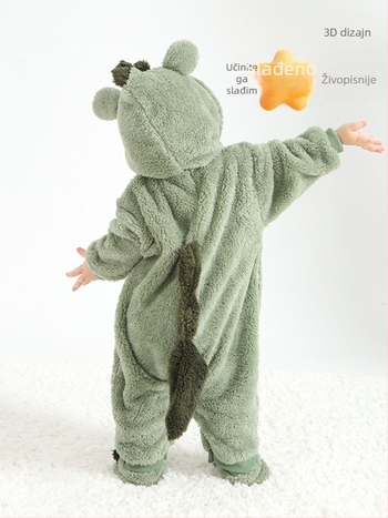Bejbi kombinezon s Panda motivom, kapuljača od Sherpe, debeli materijal, zatvarač, za djecu 1–3 godine (visina 80–100 cm)