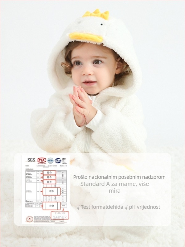 Bejbi kombinezon s Panda motivom, kapuljača od Sherpe, debeli materijal, zatvarač, za djecu 1–3 godine (visina 80–100 cm)