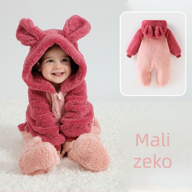 Bejbi kombinezon s Panda motivom, kapuljača od Sherpe, debeli materijal, zatvarač, za djecu 1–3 godine (visina 80–100 cm)