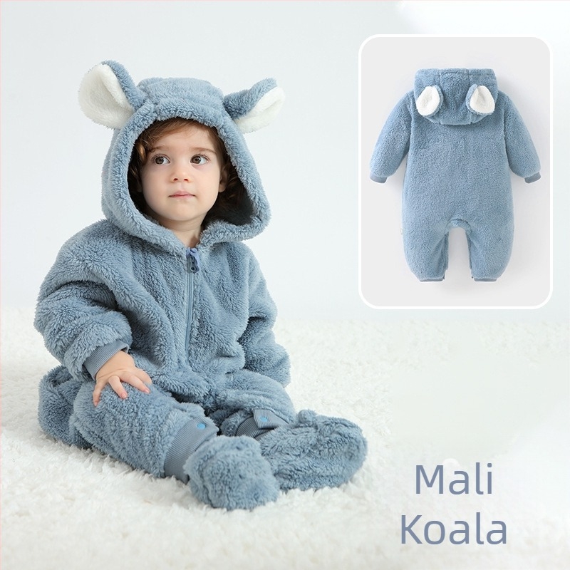 Bejbi kombinezon s Panda motivom, kapuljača od Sherpe, debeli materijal, zatvarač, za djecu 1–3 godine (visina 80–100 cm)