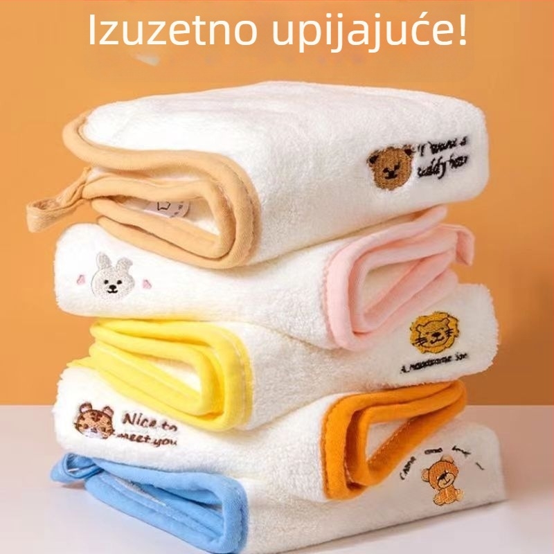 Dječji ručnik za kupanje s izuzetno mekanim coral velvet materijalom od pamuka; na skladištu; proljeće 2025 izdanje; pogodno za djecu 3–8 godina.