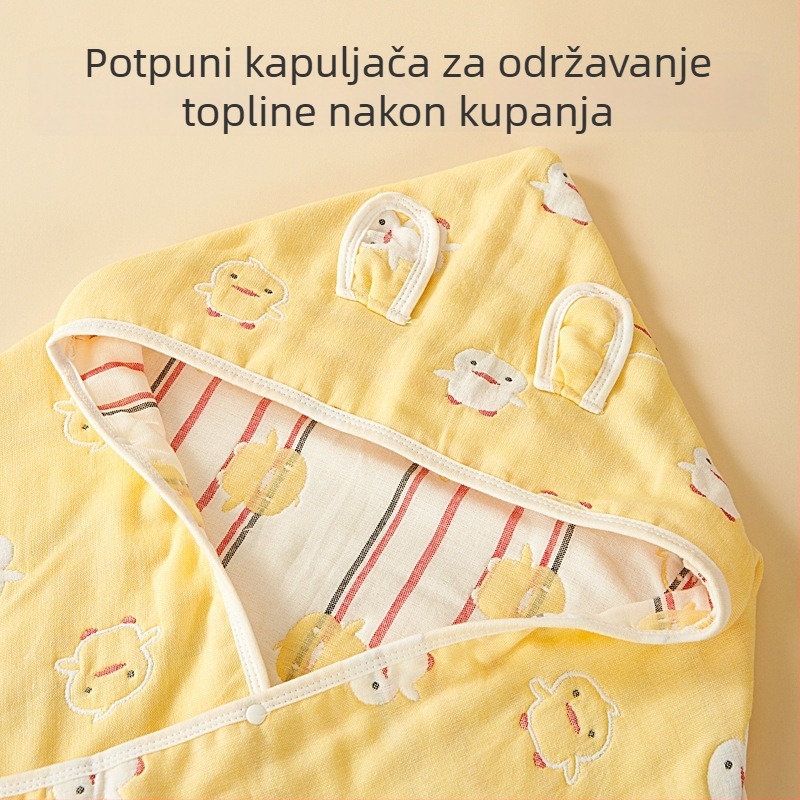 Dječji ručnik za kupaonicu s kapulom od čistog pamuka gaze, upijajući, Jacquard tkanina, težina 300–400 g