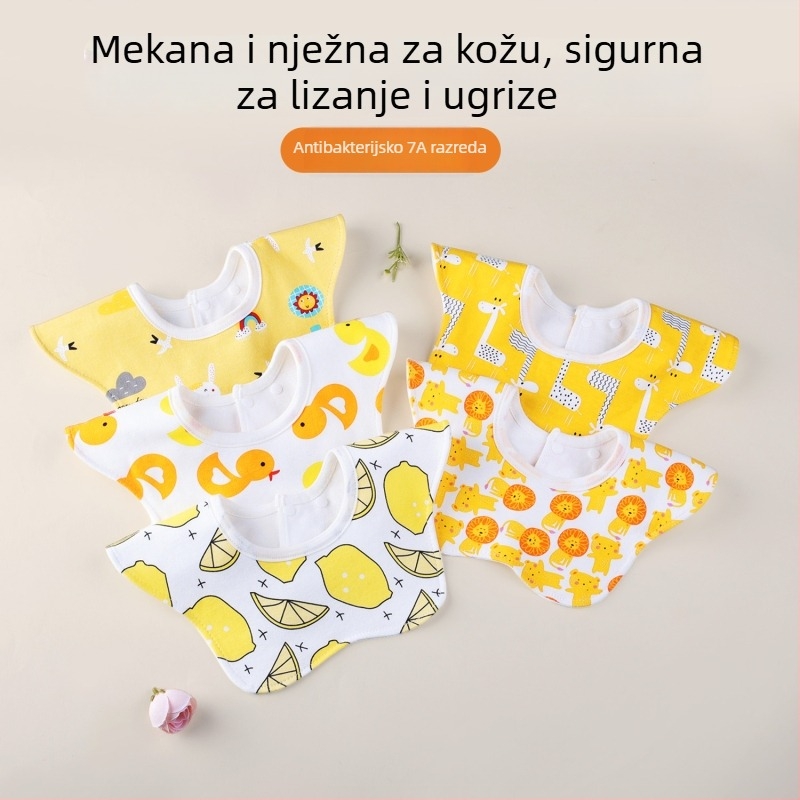 Bebin bib u obliku latice, vodootporan, 360° rotacija, pamuk preko 95%, za dojenčad i djecu (0–3 godine)