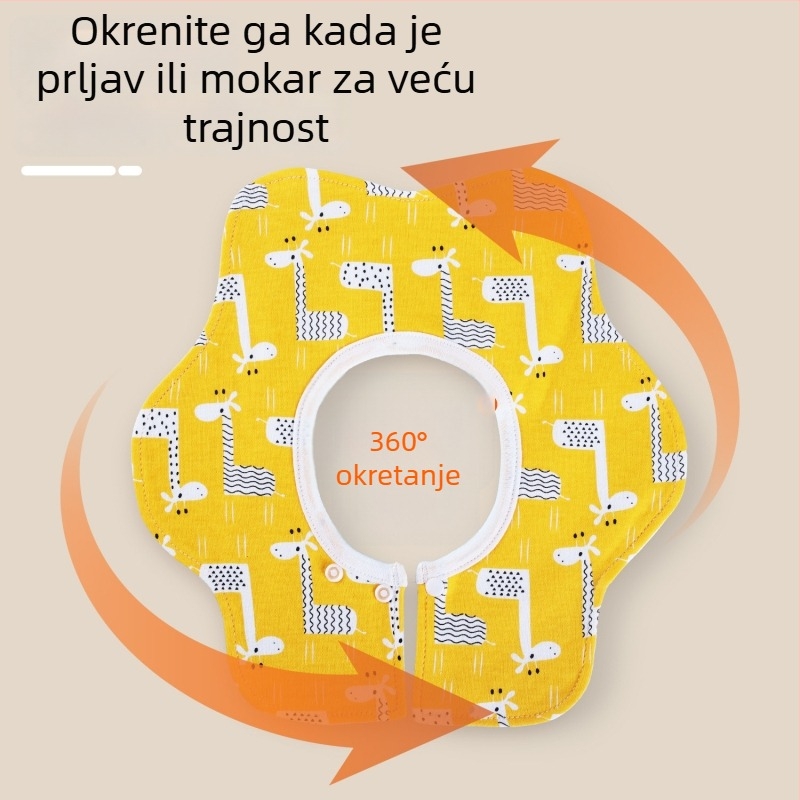 Bebin bib u obliku latice, vodootporan, 360° rotacija, pamuk preko 95%, za dojenčad i djecu (0–3 godine)