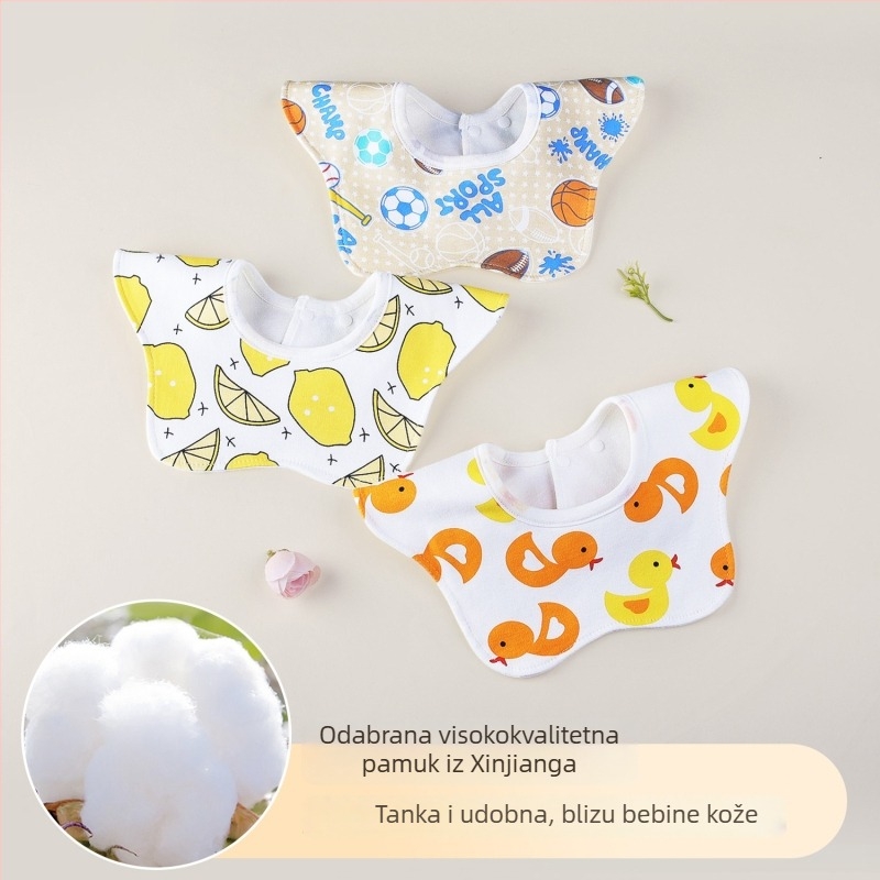 Bebin bib u obliku latice, vodootporan, 360° rotacija, pamuk preko 95%, za dojenčad i djecu (0–3 godine)