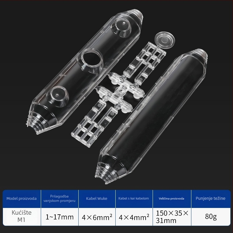 Vodootporna kutija za spajanje s punjenjem ljepilom za vanjske ulične lampe, 1 ulaz, 2 izlaza, izolirana i zaptivena, zaštita od prskanja
