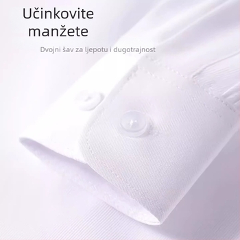 Dječja košulja s dugim rukavima za školu, korejskog stila, mekana obrada tkanine, pamuk 30% smjesa, zima 2025