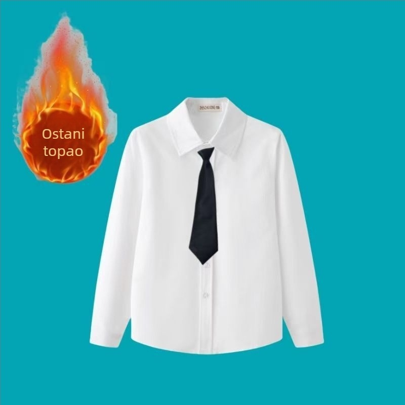 Dječja košulja s dugim rukavima za školu, korejskog stila, mekana obrada tkanine, pamuk 30% smjesa, zima 2025