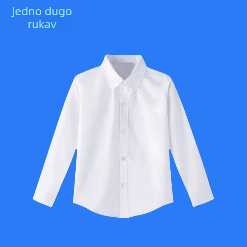 Dječja košulja s dugim rukavima za školu, korejskog stila, mekana obrada tkanine, pamuk 30% smjesa, zima 2025