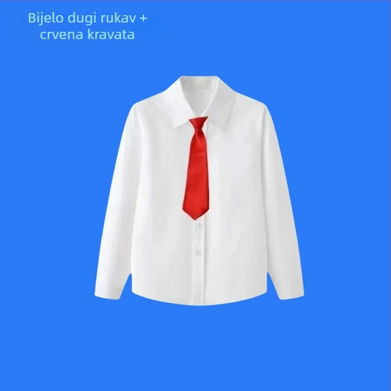 Dječja košulja s dugim rukavima za školu, korejskog stila, mekana obrada tkanine, pamuk 30% smjesa, zima 2025