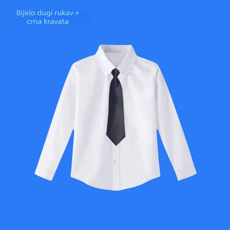 Dječja košulja s dugim rukavima za školu, korejskog stila, mekana obrada tkanine, pamuk 30% smjesa, zima 2025