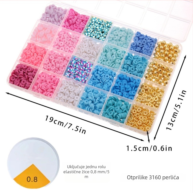 DIY set nakita za djecu – perle od meke gline, završni premaz pečenjem, kružni uzorak, INS stil