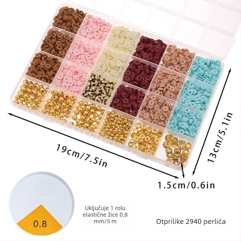 DIY set nakita za djecu – perle od meke gline, završni premaz pečenjem, kružni uzorak, INS stil