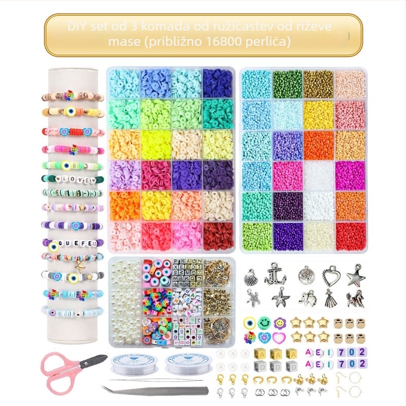 DIY set nakita za djecu – perle od meke gline, završni premaz pečenjem, kružni uzorak, INS stil