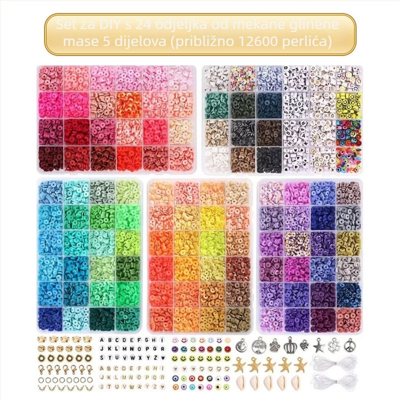 DIY set nakita za djecu – perle od meke gline, završni premaz pečenjem, kružni uzorak, INS stil
