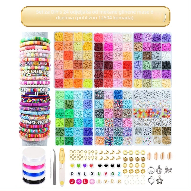 DIY set nakita za djecu – perle od meke gline, završni premaz pečenjem, kružni uzorak, INS stil
