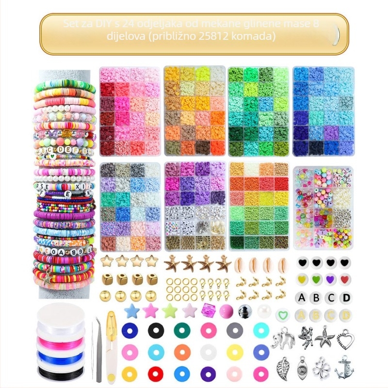 DIY set nakita za djecu – perle od meke gline, završni premaz pečenjem, kružni uzorak, INS stil