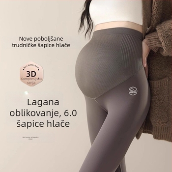 Trudničke joga hlače s toplim flecom, podrška za trbuh, chenille tkanina sa 30–50% spandksa, udoban kroj, jesen-zima
