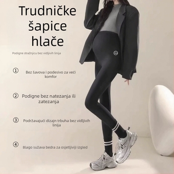 Trudničke joga hlače s toplim flecom, podrška za trbuh, chenille tkanina sa 30–50% spandksa, udoban kroj, jesen-zima