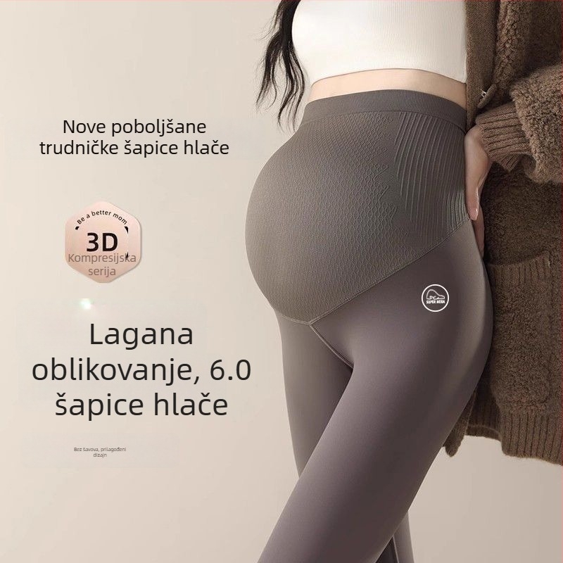 Trudničke joga hlače s toplim flecom, podrška za trbuh, chenille tkanina sa 30–50% spandksa, udoban kroj, jesen-zima