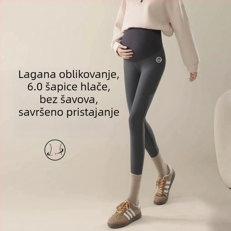 Trudničke joga hlače s toplim flecom, podrška za trbuh, chenille tkanina sa 30–50% spandksa, udoban kroj, jesen-zima