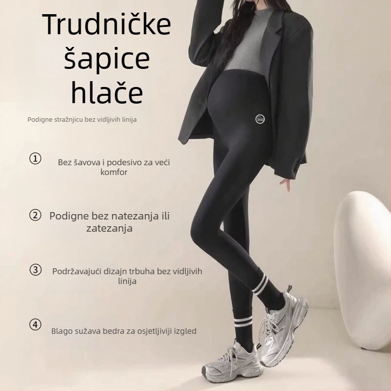 Trudničke joga hlače s toplim flecom, podrška za trbuh, chenille tkanina sa 30–50% spandksa, udoban kroj, jesen-zima