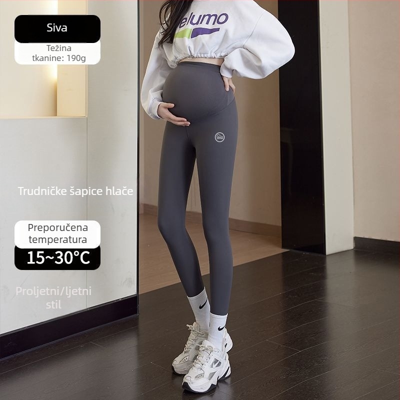 Trudničke joga hlače s toplim flecom, podrška za trbuh, chenille tkanina sa 30–50% spandksa, udoban kroj, jesen-zima