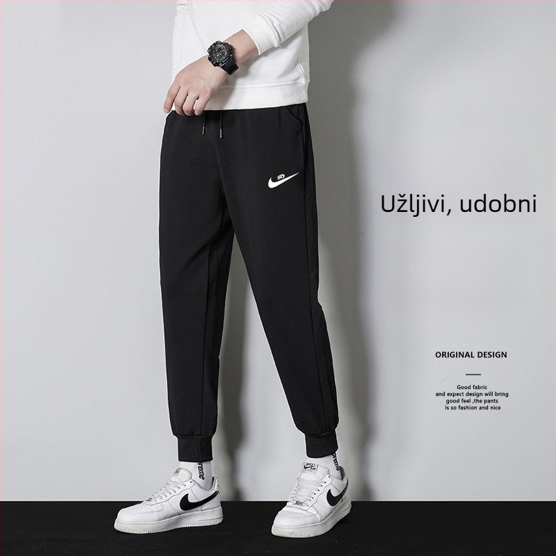 Muške casual hlače s fleec podstavom, korejskog stila haremske hlače, opušten kroj, ravni kroj, zimske (polyester, fleece, mid-waist, tether closure)