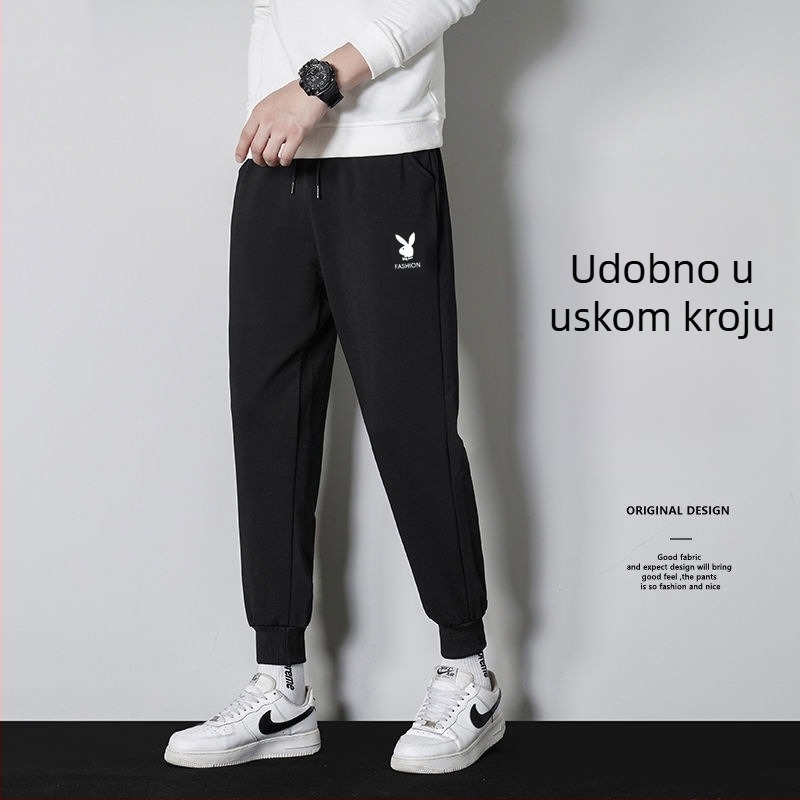 Muške casual hlače s fleec podstavom, korejskog stila haremske hlače, opušten kroj, ravni kroj, zimske (polyester, fleece, mid-waist, tether closure)