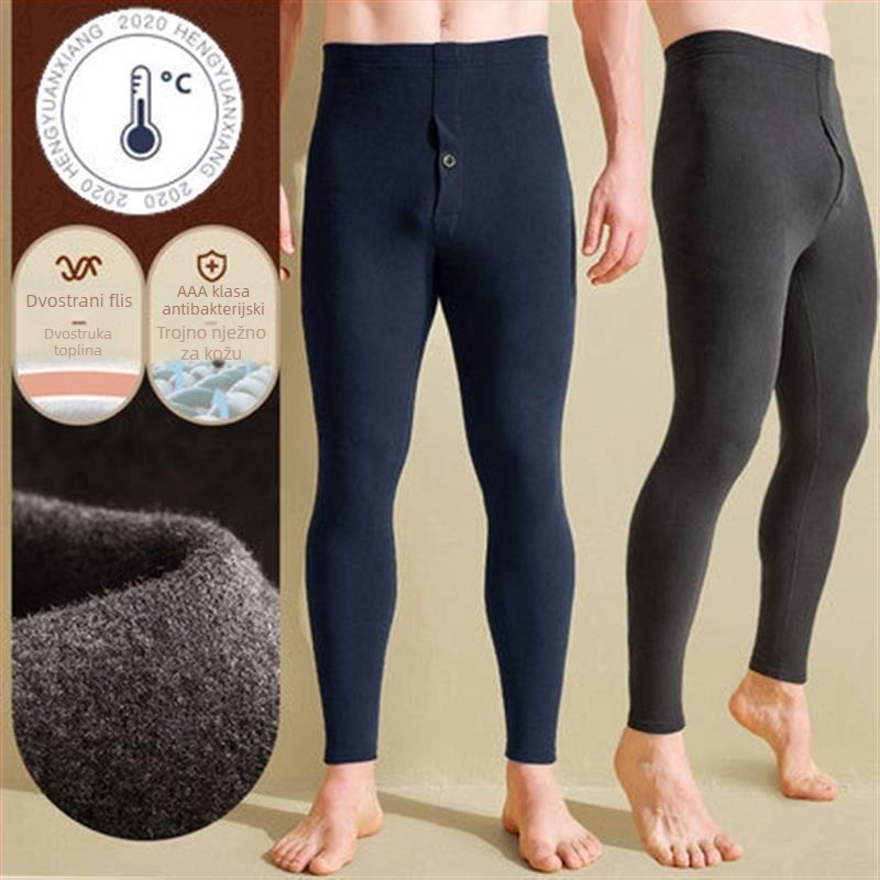 Samonagrađujuće fleecem obložene termalne gaće s koljenom zaštitom, unisex, jesen-zima