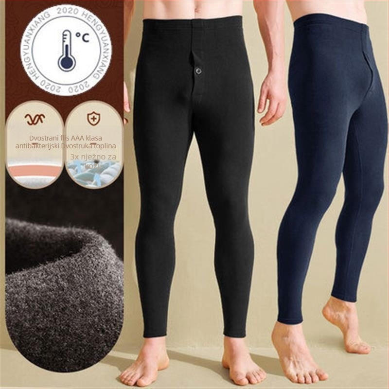 Samonagrađujuće fleecem obložene termalne gaće s koljenom zaštitom, unisex, jesen-zima