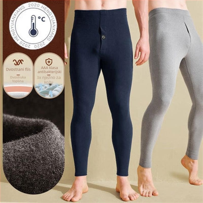Samonagrađujuće fleecem obložene termalne gaće s koljenom zaštitom, unisex, jesen-zima