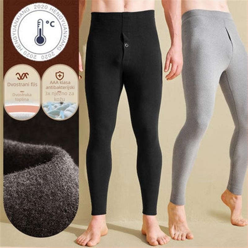 Samonagrađujuće fleecem obložene termalne gaće s koljenom zaštitom, unisex, jesen-zima