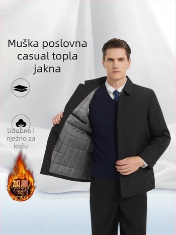 Yi xianglong Muška pamučna jakna s debelim izolacijom, rever ovratnik, opuštenog kroja, za poslovni i svakodnevni stil