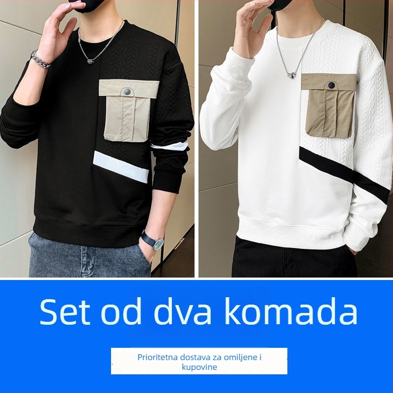 Muški hoodie pulover s kapuljom, dugi rukavi, širok kroj, proljetni stil