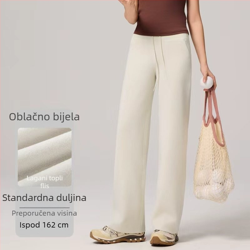 Modal hlače s prozračnim slojem zraka, visokim strukom, ravni kroj, vezanje na špage, sportske široke hlače, ležerne za žene