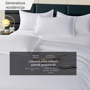 Pamukasti četverodijelni set posteljine 60s: plahte, navlaka za pokrivač i jastučnice, Twill tkanina, reaktivno bojanje, za krevetu širine 2 m
