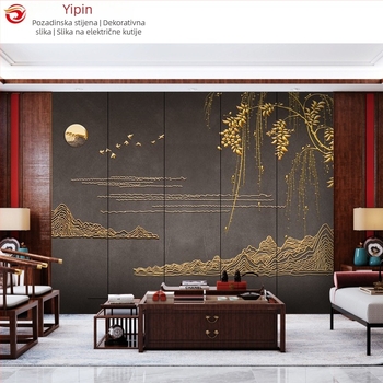 Tekstilni zidni mural, Novi kineski stil, teksturirana 3D apstraktna krajina, prilagodljiva obrada, pogodno za dnevnu sobu, radnu sobu i trgovačke prostore