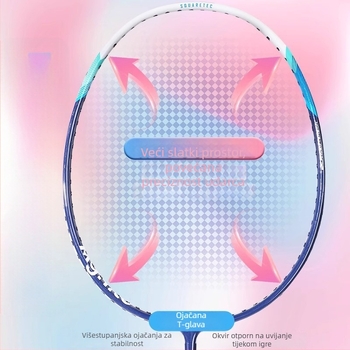 Reket za badminton Effective — težina 95–100 g, okvir od željeznog legura, drška G5, tip reketa: ravni udar, tvrdoća šipke: srednja.