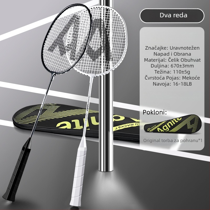 Reket za badminton Effective — težina 95–100 g, okvir od željeznog legura, drška G5, tip reketa: ravni udar, tvrdoća šipke: srednja.