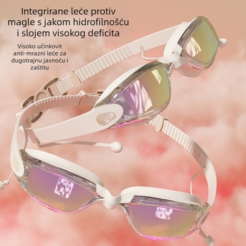 Plivačke naočale s korekcijom miopije, HD vodootporne PC leće s anti-zamagljivanjem, za odrasle