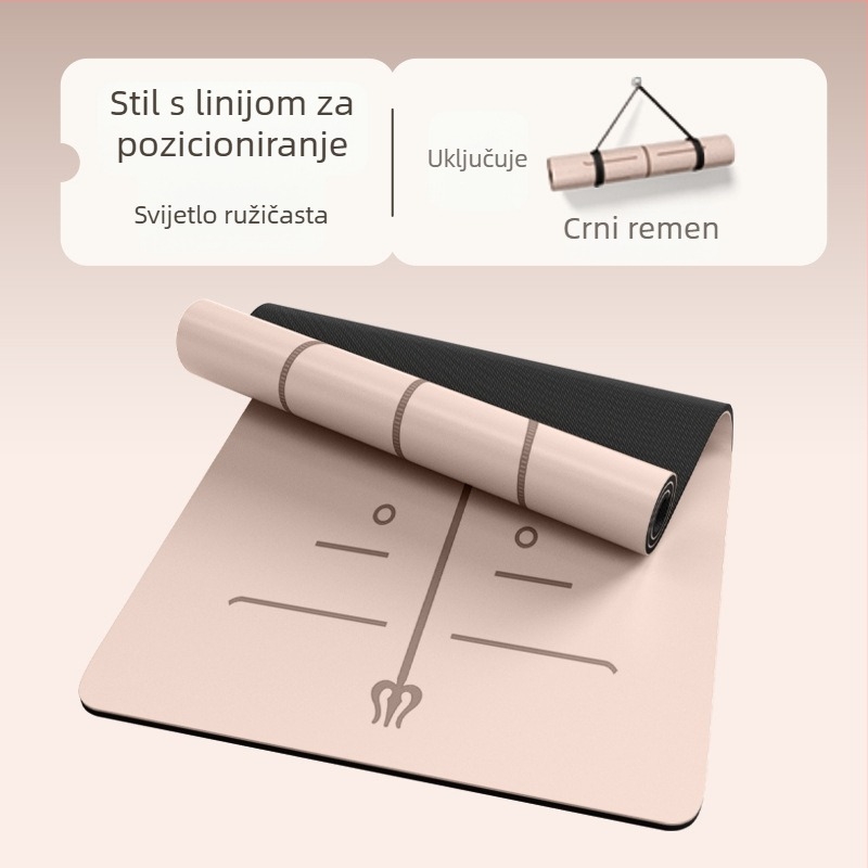 Visokokvalitetna joga prostirka od PU i gume, protivklizna, tiha, debela i široka 68 cm, dimenzije 183×68 cm ili 80 cm