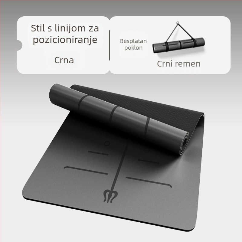 Visokokvalitetna joga prostirka od PU i gume, protivklizna, tiha, debela i široka 68 cm, dimenzije 183×68 cm ili 80 cm